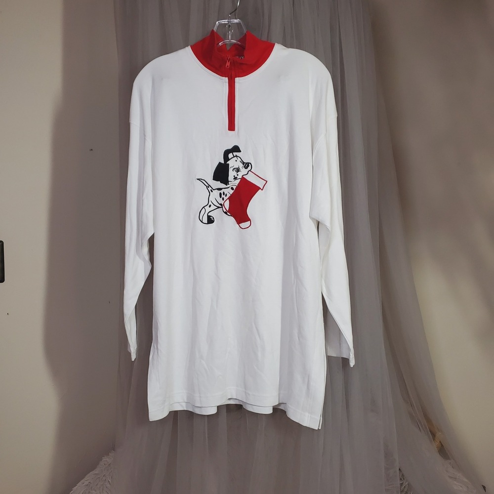 Vintage Disney 101 Dalmatians Marisa Christina Christmas Pullover XL NWT White